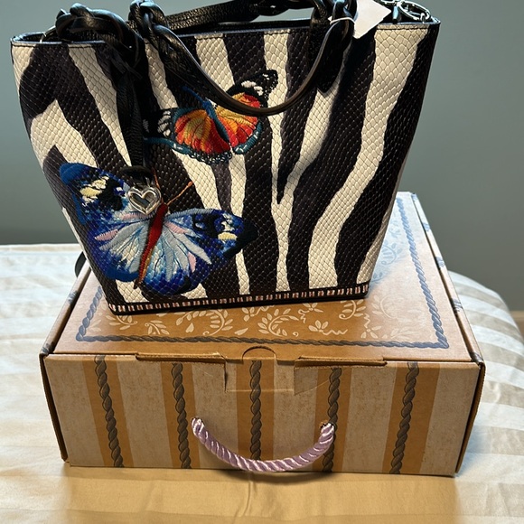 Brighton leather small tote in zebra stripe - Picture 9 of 11